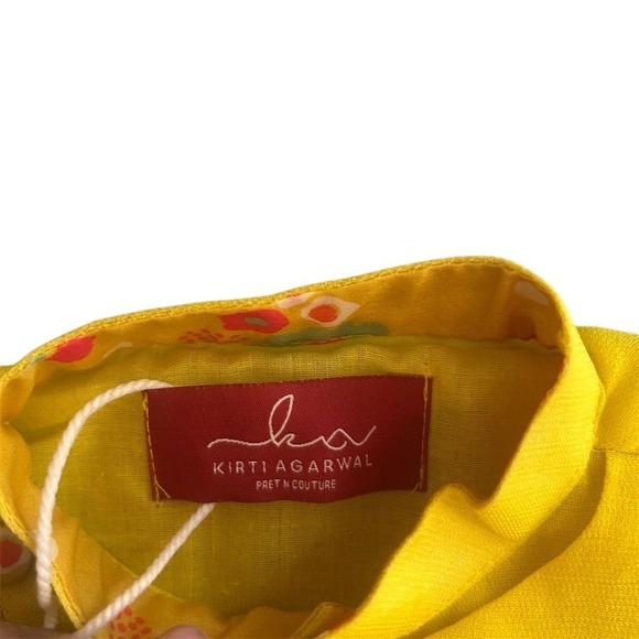 NWT Yellow Embroidered Kurta Set Boys M Floral Party Outfit‎ Long Sleeve - Picture 2 of 7